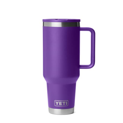 Image of YETI Rambler 40 oz Travel Mug with Flip Straw Lid - Stainless Steel, Vacuum Insulated, Leakproof, Cup Holder Friendly, Pace Purple