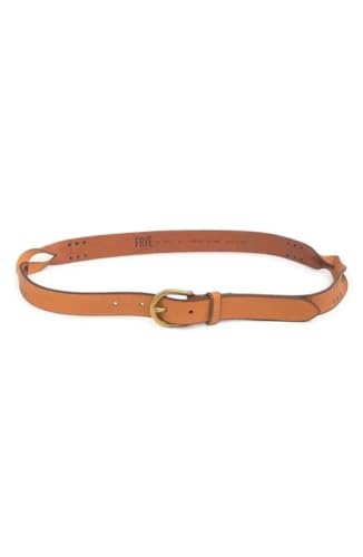 Frye Covered D-Ring Twisted Stud Tan Leather 25mm Belt Size L