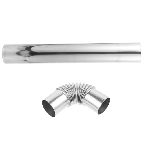 Baluue Tubos Chimenea Acero Inoxidable con Codo para Evacuación Humo Conector Metálico Resistente y Sistema Rápido de Extracción para Ventilación Calentadores y Estufas