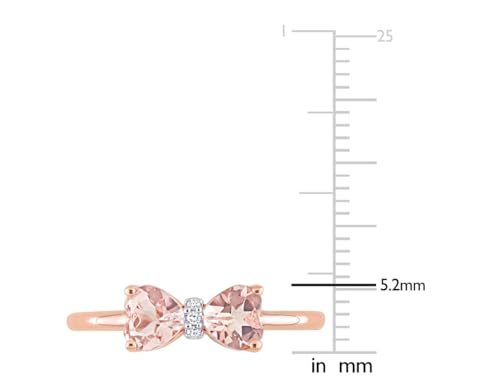 1.00 Carat (ctw) Morganite Heart Bow Ring in 10K Rose Pink Gold3