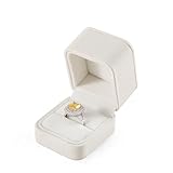 Yinbeini Ringboxen, Leder-Ring-Schmuckschatulle, elfenbeinfarbene Ringbox für Schmuckgeschäft, luxuriöse Schmuck-Geschenk-Box, Premium-Ringhalter-Box