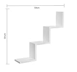 Homme Concept – White Step Shelf, Wall Mount Floating Shelves, Wall Shelves, W Zig Zag Display Storage Organiser Shelving Unit, Bookcase Bookshelf for Living Room Bedroom Bathroom Home Office - Image 2