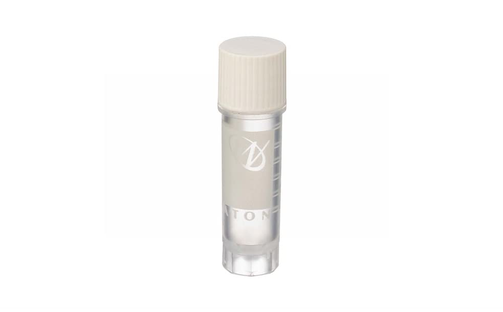 Wheaton W985863 Polypropylene Conical 2mL CryoElite Cryogenic Freestanding Vial, with Writing Patch and External Threaded White Cap (Case of 500)