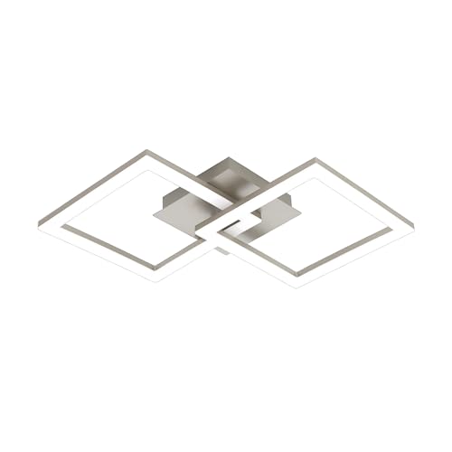 EGLO LED Deckenleuchte Huerta, Deckenlampe Wohnzimmer eckig, Lampe Flur Schlafzimer, Küchenlampe aus Metall in Silber, Schlafzimmerlampe warmweiß, L x B 37 cm EGLO LED Deckenleuchte Huerta, Deckenlampe Wohnzimmer eckig, Lampe Flur Schlafzimer, Küchenlampe aus Metall in Silber, Schlafzimmerlampe warmweiß, L x B 37 cm