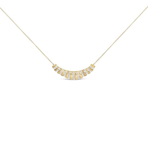 Gold Vermeil 1/10 Cttw Diamond Bold Ribbed Pendant Necklace