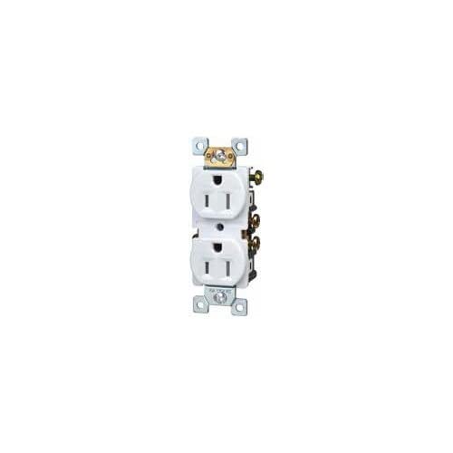 Morris 82436 Commercial Grade Duplex Receptacle, Tamper Resistant, 15 Amp Current, 125V, White, 10-Pack