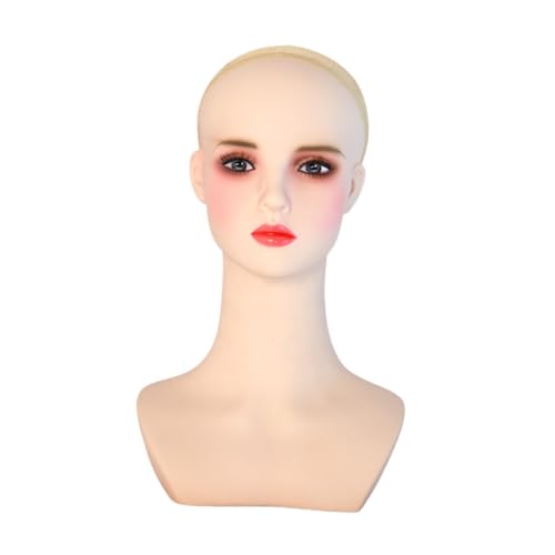 Cabeza de maniquí de cosmetología de PVC y soporte organizador de pelucas 6