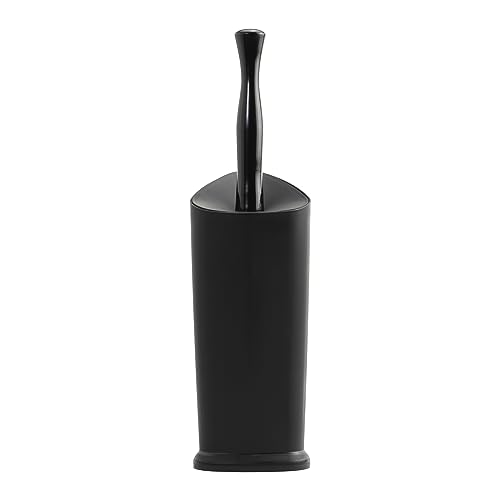 Casabella Toilet Bowl Brush with Canister Storage Caddy and Splashguard, Black