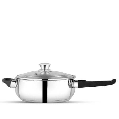 Image of GARUDA NRI Stainless Steel Pressure Cooker with Glass Lid, Handi Shape, Sandwich Bottom, Induction Compatible (9 Litres)