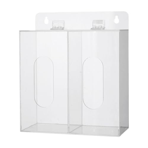 JISADER Caja de dispensador de Guantes acrílicos con Organizador de la Rejilla de Tapa, Soporte de Pared para Cubiertas de Barba Servicio de Alimentos de, 2 Rejillas