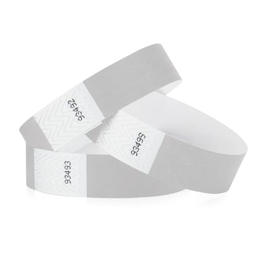 Image of 500 WristCo Silver Tyvek Wristbands for Events - Comfortable Tear Resistant Paper Bracelets ID Wrist Bands for Concerts Festivals Admission Party Identification