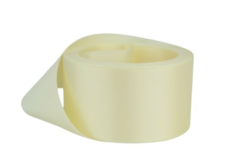 Image of Ribbon Bazaar Double Faced Satin - Premium Gloss Finish - 100% Polyester Ribbon for Gift Wrapping, Crafts, Scrapbooking, Hair Bow, Decorating & More - 3 inch Buttermilk 25yd Spool