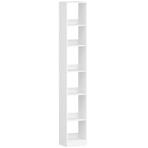 Miniatura 9 de Hzuaneri Librería De 6 Niveles, Estantería Libros, Para Salón, Estudio, Oficin, Dormitorio, Estilo Escandinavo, 24 X 30 X 183 Cm, Blanco Bc09603x