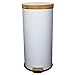 Poubelle bois de cuisine à pédale 30L Naturel FOREST Blanc en acier Inox couvercle en bambou avec seau