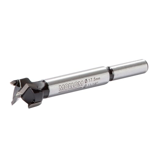 MOLLOM 11/16" (17.5mm) Forstner Drill Bit for Precise Woodworking with Durable YG8 Carbide Thickness of 1.7mm,This Hinge Cutter Tool is Ideal for Hard Wood Plastic