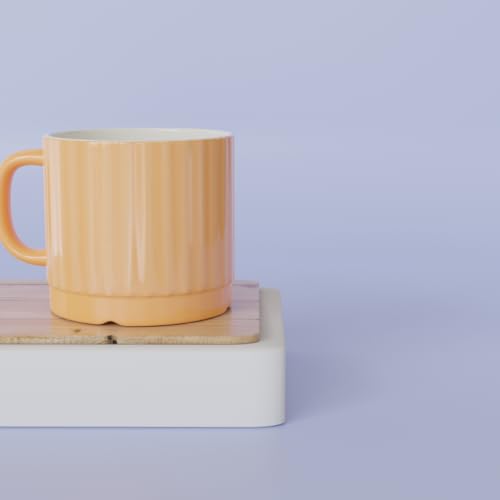 The Earth Store Handcrafted Orange Ceramic Fringe Microwave Safe Chai/Tea Cups Serving Tea Cups Set of 6 Ideal for Friends, Anniversary, Birthday (200) ML Each