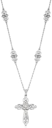 Ross-Simons 0.25 ct. t.w. Diamond Openwork Cross Pendant Necklace...
