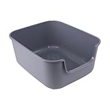 LoopTime Large Cat Litter Box with High Sides,Cat Boxes for Indoor Cats,Cat Litter Pan for Kitty,Litter Box with Low Entry,Easy to Clean,Anti-Splashing (Grey)