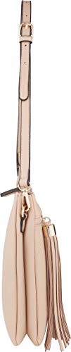B Brentano Vegan Double-Zip Pocket Crossbody Handbag Purse Wih Big Tassel Accent (Hazelnut) #TOP3