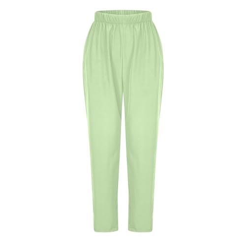 Women's Straight Leg Sweatpants Plus Size Elastic Waist Soft Ease Pant Flat Front Waistband Knit Comfort Casual Trousers