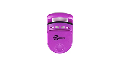 Trubeauty Eyelash Curler: Compact,Travel Size,Lasting Curl, Creates Deep Sweeping Lashes & comes w/Extra Silicone Curling Pad-for Sensitive Skin,on the go makeup,use before or after Mascara (Purple)