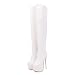 Way bocke 15,5 cm High Heel Overknee Stiefel, Damen Stiletto PU Leder Plüsch Futter Oberschenkel Lange Stiefel für das tägliche Leben,Weiß,48