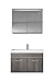 Produktbild Badezimmer Badmöbel Set Paso 02 80cm Waschbecken Grau Eiche - Unterschrank Schrank Waschbecken Spiegelschrank Schrank