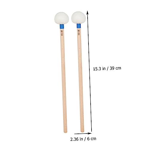 Baquetas de fieltro ERINGOGO, 2 piezas, con mango de madera y color azul, para instrumentos de percusión, clases de música y meditación sonora miniatura 2