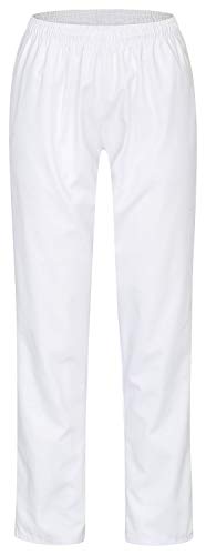 DESERMO Pantalon d'infirmière|avec Taille élastique et Cordon de Serrage|Hygiénique Lavable à 90°C|Pantalon Medi avec Un Poids de Tissu optimisé (195 g/m²)|Blanc W50 Cover