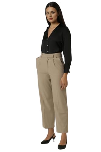 Image of Van Heusen Women's High Rise Regular Casual Pants (VWTPPRGFY68182 Khaki 32)