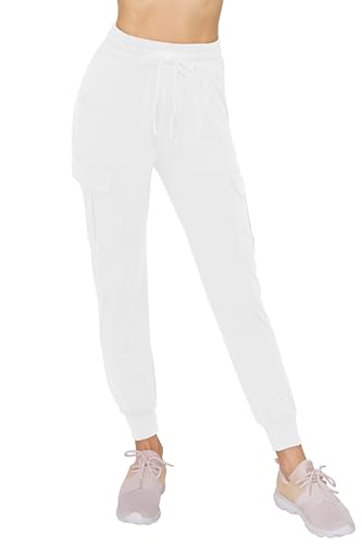 ALWAYS Cargo Jogger Pants for Women, High Waisted Sweatpants with Pockets, Super Soft Casual Lounge Pants for Athletic Yoga & Gym, Cotton Drawstring Trousers, White 3XL - image 2
