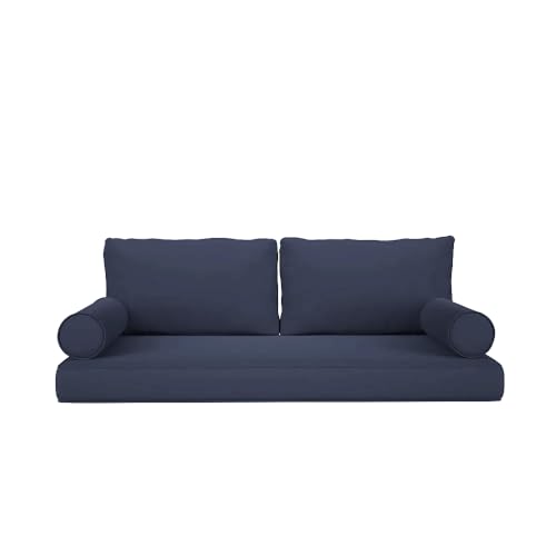 Image of East Green Outdoor Mattress & Pillow Package (5 Foot, 6in Mattress), Style 4 Navy- Waterproof Cushion Package for Daybeds, Swing Beds, and Other Outdoor Furniture