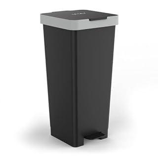 TATAY Smart 40L Rubbish Bin Kitchen with Pedal | Compact and Functional Design | For Indoor and Outdoor Use | Fits 30L–50L Bags | BPA-Free Durable Plastic | 33x31x67cm, Black