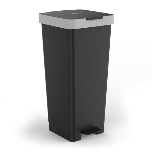 Tatay Cubo de Basura Cocina con Pedal Smart 40L | Diseño Compacto y Funcional | Uso Interior y Exterior | Apto para Bolsas de 30L a 50L | Plástico Resistente Libre de BPA | 33x31x67cm, Negro