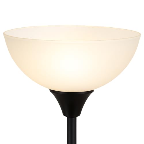 LIGHTACCENTS Glass Lamp Shade Replacement for Floor Lamp Frosted Glass 12 Diameter 1.72 Opening 4.75 Height Lamp Shade for Floor Lamps Replacement Glass for Floor Lamps (White)