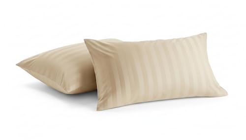 Image of Filymore Stripe Cream Pillow Covers Set of 2 Covers| Made with Pure Microfiber Soft & Skin Friendly Pillow Cases | Size (17 x 27 inch (Cream).