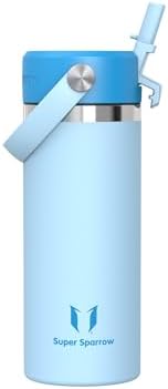 Sparrow Kinder Trinkflasche Edelstahl 500ml Thermosflasche mit Strohhalm | Isolierbecher Thermosflasche Wasserflasche Edelstahl, Auslaufsicher & Spülmaschinenfest, BPA-frei, Heiß &