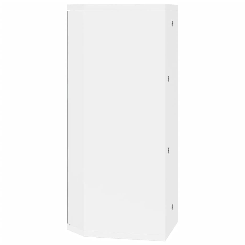 SYDE Mueble Baño Esquina Blanco con Espejo 30x24x60 cm | Madera de ingeniería, 2 estantes extraíbles, montaje en pared, resistente a humedad