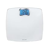Taylor Digital Scales for Body Weight, Extra High Accurate 440 LB Capacity, Unique Blue LCD, Bright White Finish Extra LargePlatform, 12.2 x 13.5 Inches, White