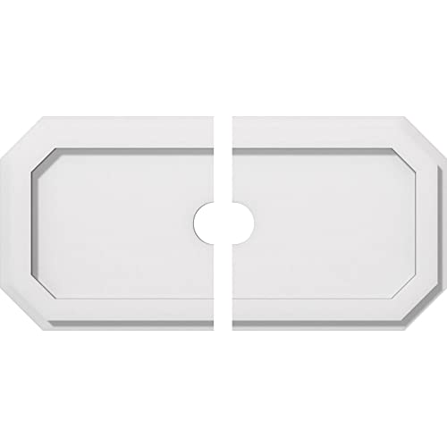 Ekena Millwork CMP20X10ED2-02000 Emerald Architectural Grade PVC Contemporary, Two Piece Urethane Ceiling Medallions 20"W x 10"H x 2"ID x 7"C x 1"P