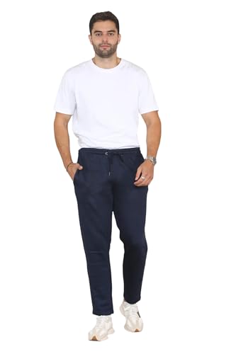 H&F Men Open Hem Tracksuit Bottoms Joggers Fleece Pants Slim Fit Sweatpants Draw String Gym Sports Trouser Jogging Bottoms Zip Pockets Plus Size Yoga Set S M L XL 2XL 3XL 4XL 5XL (XL, Navy)