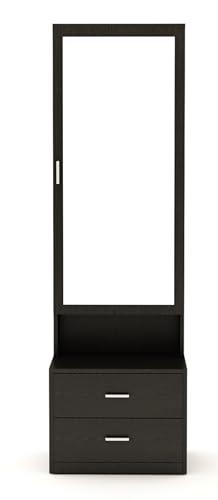 Image of DesignFit Engineered Wood Dressing Table with Drawer and Door Storage Wooden Mirror Vanities Furniture for Bedroom Home Living Room (Dark Wenge)