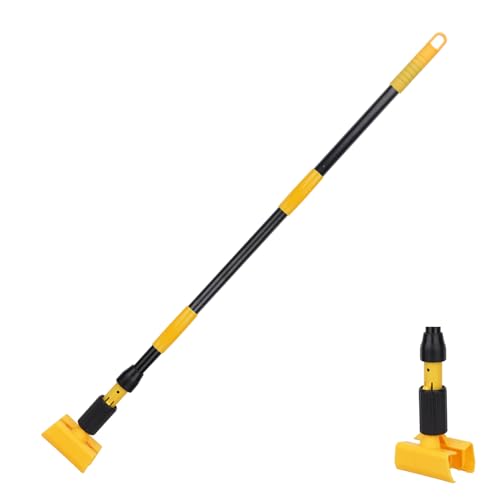 Image of Mop Handle Commercial Heavy Duty - 57 Inch Industrial Metal Mop Stick with Jaw Clamp Replacement for Floor Cleaning - Professional Gripper Mops Head Replacement Holder