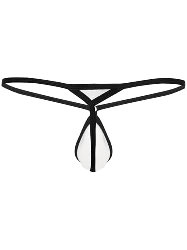 Mens Sissy Transparent Mini Thong Bulge Pouch T-Back Thong Low Rise Micro Underwear Mesh String Tangas2