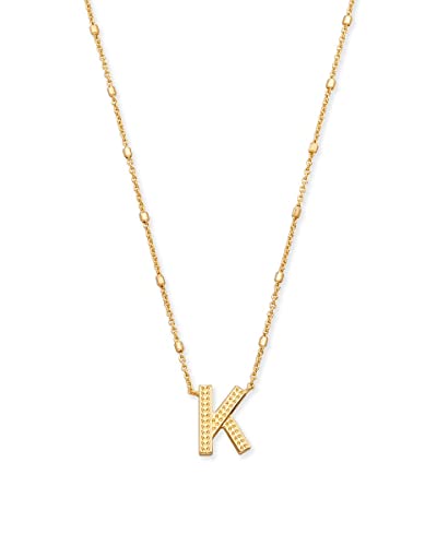 Kendra Scott Letter K Pendant Necklace for Women, Fashion Jewelry, 14k Gold-Plated Brass, Gold Metal, Letter K