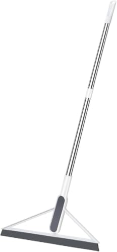 Image of ROKTRY Floor Squeegee Broom with Long Stainless Steel Handle | Multipurpose Floor Wiper for Bathroom,Kitchen,Tiles,Marble, Glass & Wet Cleaning | Heavy Duty Rubber Water Scraper for Home,Office
