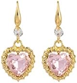 Pink Heart Shaped Dangle Drop Earrings Cubic Zirconia Drop Earring Trendy Jewelry Gifts for Women Girls Valentine's Day