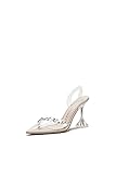 MACKIN J 188-7 Women's Clear Heels Pointed Toe Slingback Rhinestone Sandals Dress Shoes (7.5, Clear Heel Transparent)