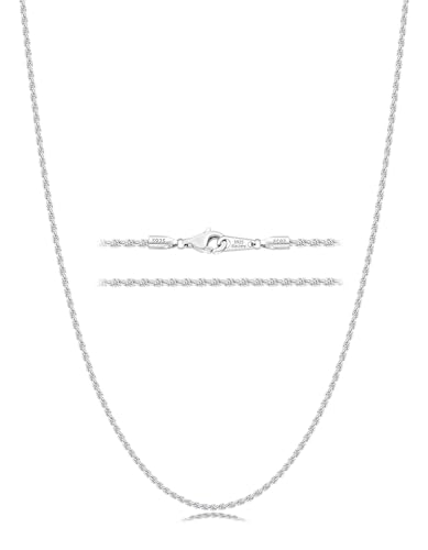 Gacimy 925 Sterling Silver Rope Chain for Women Men, 1.2mm 1.5mm 1.8mm Width 16 18 20 22 24 Inches Length