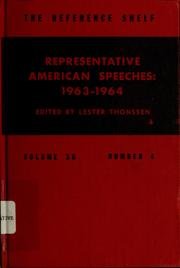 Hardcover Representative American Speeches: 1963-1964; Volume 36, Number 4 Book